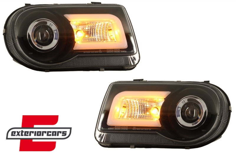Prednja svjetla LED Tubelight dizajn (crna) / Chrysler 300C (2004-2010), LPCH22