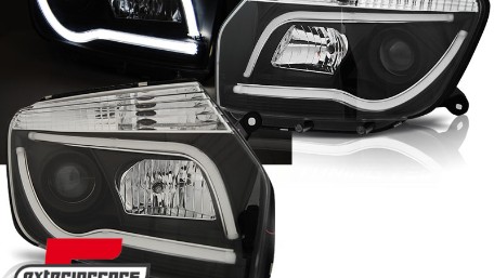 Prednja svjetla LED TubeLight dizajn (crna) / Dacia Duster I (2010-2013), LPDA02