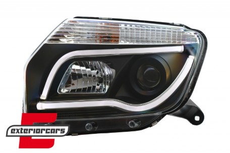 Prednja svjetla LED TubeLight dizajn (crna) / Dacia Duster I (2010-2013), LPDA02