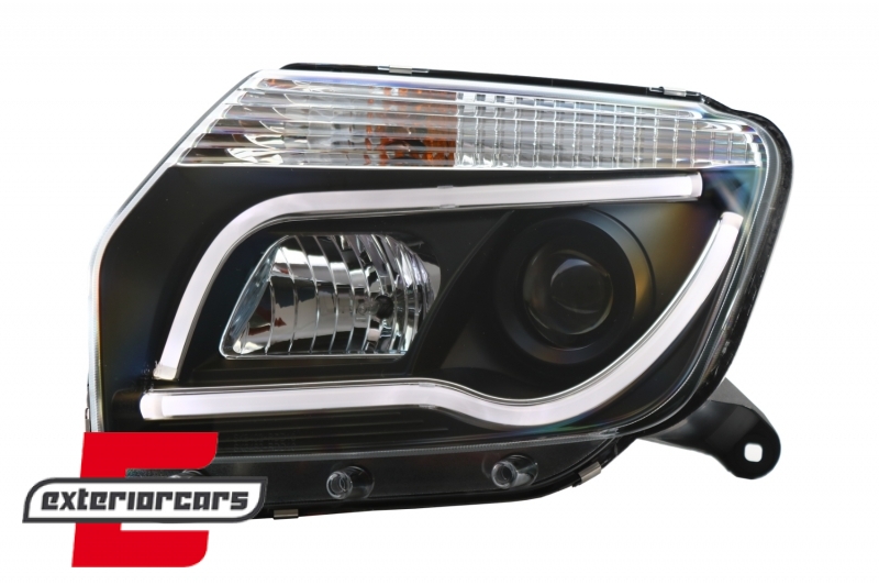 Prednja svjetla LED TubeLight dizajn (crna) / Dacia Duster I (2010-2013), LPDA02