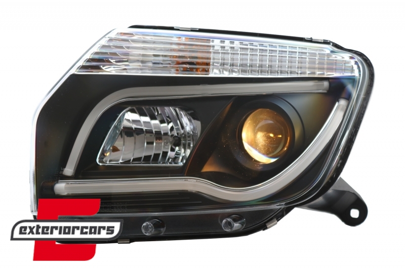 Prednja svjetla LED TubeLight dizajn (crna) / Dacia Duster I (2010-2013), LPDA02