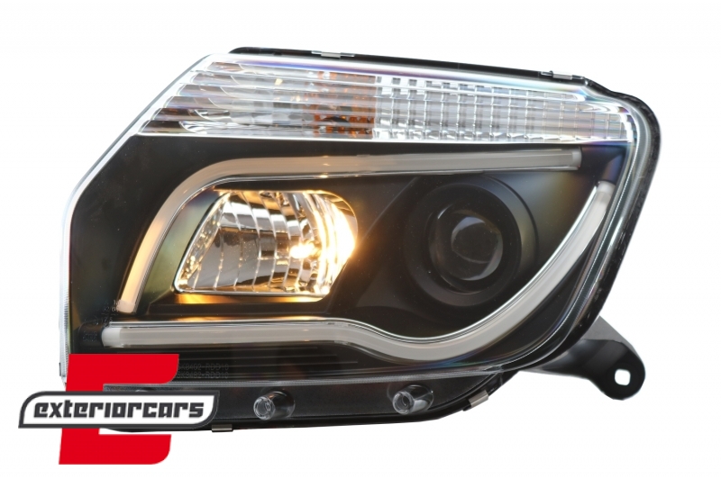 Prednja svjetla LED TubeLight dizajn (crna) / Dacia Duster I (2010-2013), LPDA02