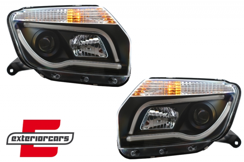 Prednja svjetla LED TubeLight dizajn (crna) / Dacia Duster I (2010-2013), LPDA02