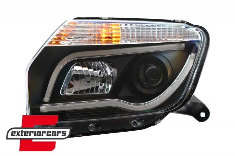Prednja svjetla LED TubeLight dizajn (crna) / Dacia Duster I (2010-2013), LPDA02