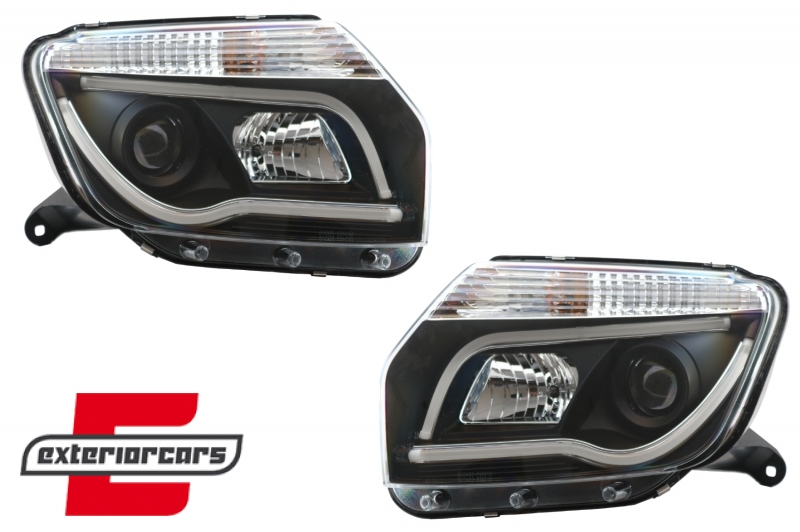 Prednja svjetla LED TubeLight dizajn (crna) / Dacia Duster I (2010-2013), LPDA02