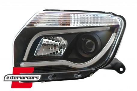 Prednja svjetla LED TubeLight dizajn (crna) / Dacia Duster I (2010-2013), LPDA02