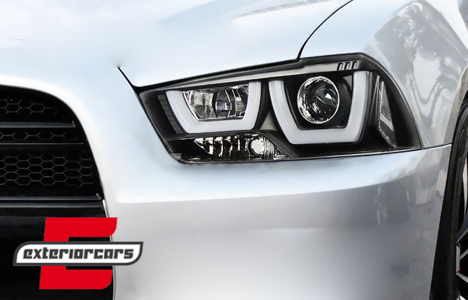 Prednja svjetla LED TubeLight dizajn (crna) / Dodge Charger (2011-2015), LPDO14