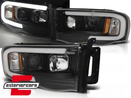 Prednja svjetla LED TubeLight dizajn (crna) / Dodge RAM (2002-2006), LPDO16