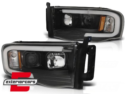 Prednja svjetla LED TubeLight dizajn (crna) / Dodge RAM (2002-2006), LPDO16