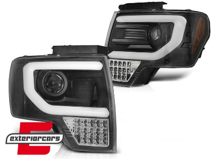 Prednja svjetla LED TubeLight dizajn (crna) / FORD F150 MK12 (2008-2014), LPFO88