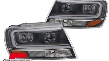 Prednja svjetla LED TubeLight dizajn (crna) / Jeep Grand Cherokee (1999-05.2005), LPCH39