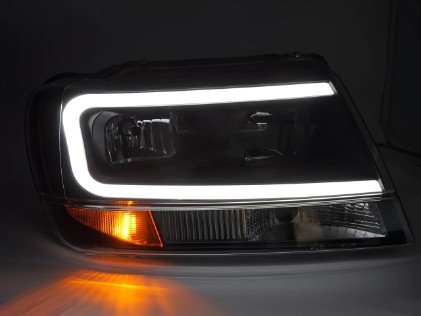 Prednja svjetla LED TubeLight dizajn (crna) / Jeep Grand Cherokee (1999-05.2005), LPCH39