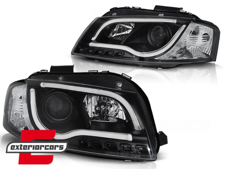Prednja svjetla LED TubeLight DRL (crna) / Audi A3 8P 8PA (2003-2008), LPAUB1