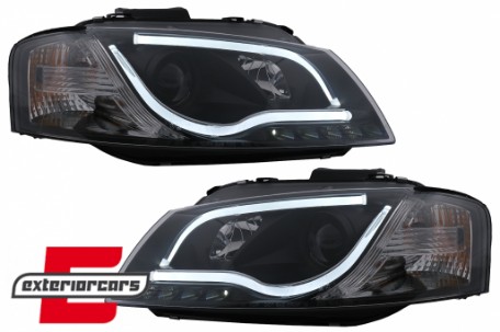 Prednja svjetla LED TubeLight DRL (crna) / Audi A3 8P 8PA (2003-2008), LPAUB1