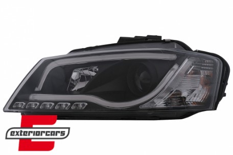Prednja svjetla LED TubeLight DRL (crna) / Audi A3 8P Facelift Hatchback Sportback (2008-2012), LPAUA0