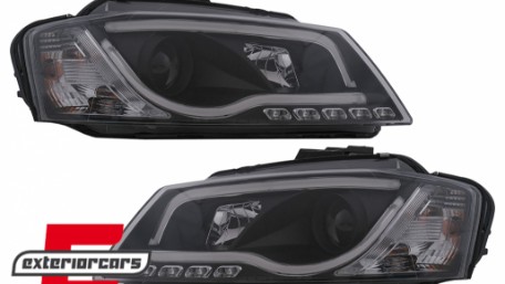 Prednja svjetla LED TubeLight DRL (crna) / Audi A3 8P Facelift Hatchback Sportback (2008-2012), LPAUA0