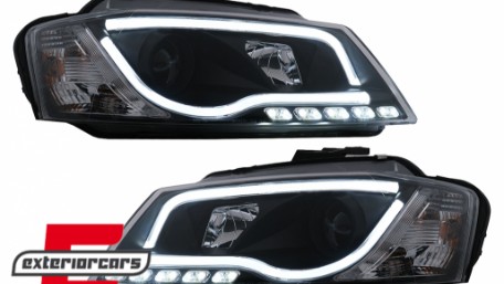 Prednja svjetla LED TubeLight DRL (crna) / Audi A3 8P Facelift Hatchback Sportback (2008-2012), LPAUA0