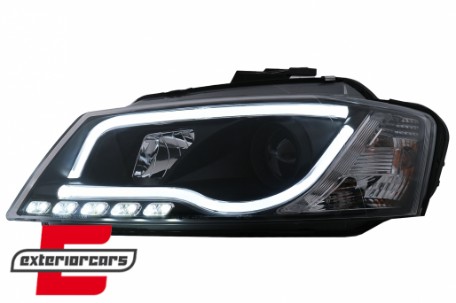 Prednja svjetla LED TubeLight DRL (crna) / Audi A3 8P Facelift Hatchback Sportback (2008-2012), LPAUA0