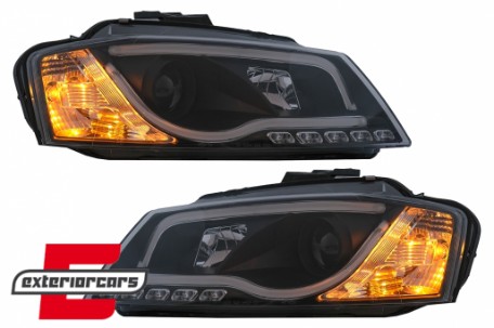 Prednja svjetla LED TubeLight DRL (crna) / Audi A3 8P Facelift Hatchback Sportback (2008-2012), LPAUA0