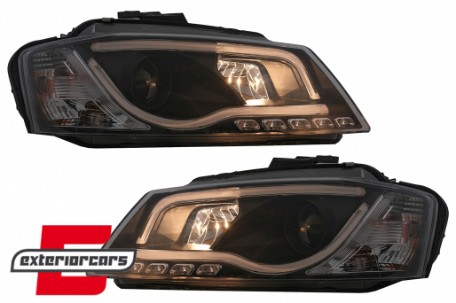 Prednja svjetla LED TubeLight DRL (crna) / Audi A3 8P Facelift Hatchback Sportback (2008-2012), LPAUA0