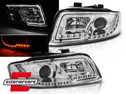 Prednja svjetla LED TubeLights (chrome) / Audi A4 B6 (10.2000-10.2004), LPAUC2