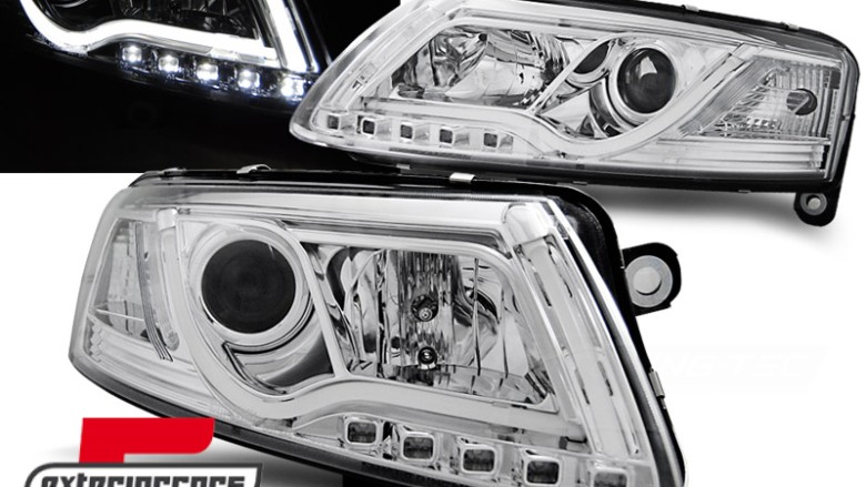 Prednja svjetla LED TubeLights (chrome) / Audi A6 C6 4F (04.2004-2008), LPAU95