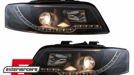 Prednja svjetla LED TubeLights (crna) / Audi A4 B6 (2000-2004), LPAUC3