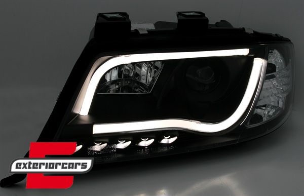 Prednja svjetla LED TubeLights (crna) / Audi A6 4B C5 (05.1997-05.2001), LPAU92