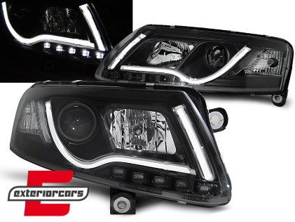 Prednja svjetla LED TubeLights (crna) / Audi A6 C6 4F (04.2004-2008), LPAU96