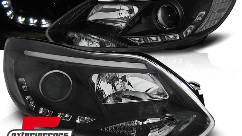 Prednja svjetla LED TubeLights (crna) / Ford Focus III Mk3 (2010-2014), LPFO57