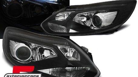 Prednja svjetla LED TubeLights (crna) / Ford Focus III Mk3 (2010-2014), LPFO66