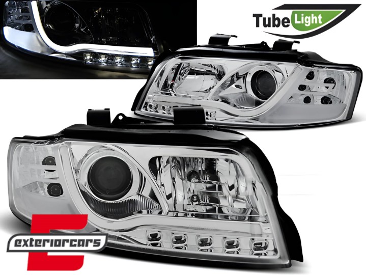 Prednja svjetla LED TubeLights dizajn (chrome) / Audi A4 B6 (2000-2004), LPAU87