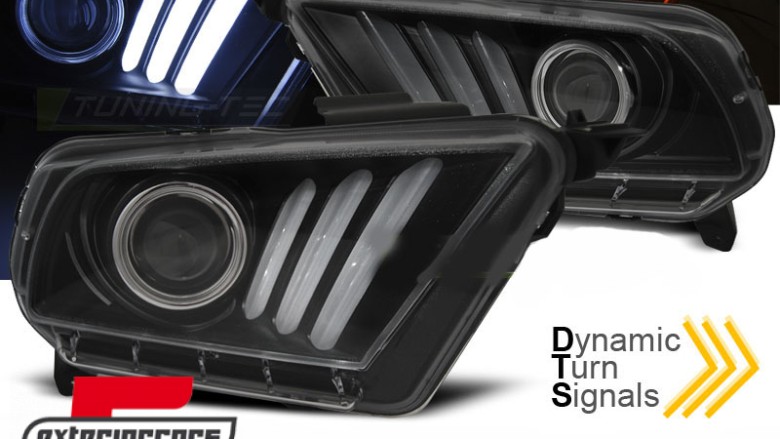 Prednja svjetla LED TubeLights SEQ žmigavci (crna) / Ford Mustang (2010-2013), LPFO71