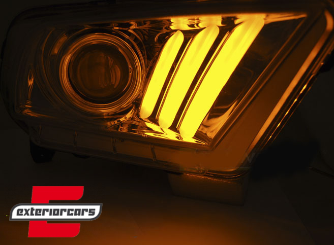 Prednja svjetla LED TubeLights SEQ žmigavci (crna) / Ford Mustang (2010-2013), LPFO71