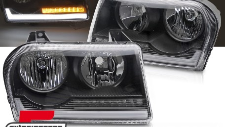 Prednja svjetla SEQ žmigavci TubeLight dizajn (crna) / CHRYSLER 300C (2005-2008), LPCH51