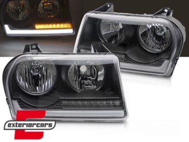 Prednja svjetla SEQ žmigavci TubeLight dizajn (crna) / CHRYSLER 300C (2005-2008), LPCH51