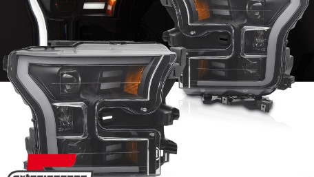 Prednja svjetla SEQ žmigavci TubeLight dizajn (crna) / FORD F150 Mk13 (2014-2017), LPFOB3