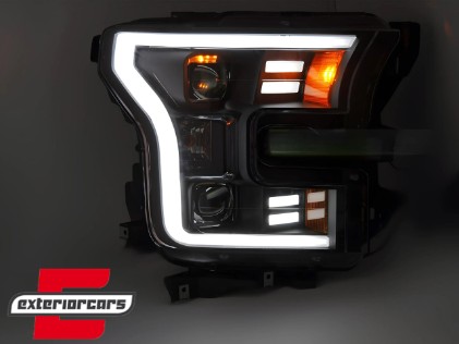 Prednja svjetla SEQ žmigavci TubeLight dizajn (crna) / FORD F150 Mk13 (2014-2017), LPFOB3