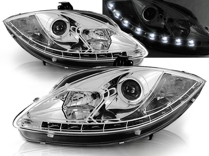 Prednja svjetla True DRL (chrome) - facelift / SEAT ALTEA/LEON (09-12), LPSE25