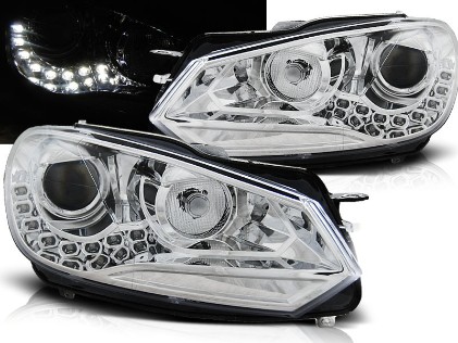 Prednja svjetla True DRL (chrome) / Volkswagen Golf 6 (10.2008-2012), LPVWG2