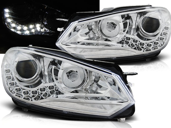 Prednja svjetla True DRL (chrome) / Volkswagen Golf 6 (10.2008-2012), LPVWG2