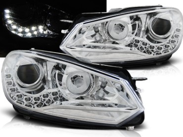 Prednja svjetla True DRL (chrome) / Volkswagen Golf 6 (10.2008-2012), LPVWG2