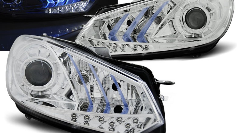 Prednja svjetla True DRL (chrome) / Volkswagen Golf 6 (10.2008-2012), LPVWG6