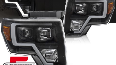 Prednja svjetla Tubelight dizajn (crna) / FORD F150 MK12 (2008-2014), LPFOB2