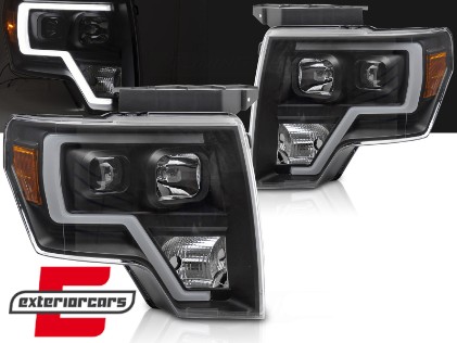Prednja svjetla Tubelight dizajn (crna) / FORD F150 MK12 (2008-2014), LPFOB2