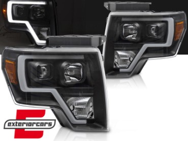 Prednja svjetla Tubelight dizajn (crna) / FORD F150 MK12 (2008-2014), LPFOB2