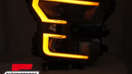 Prednja svjetla TubeLight dizajn (crna) / FORD F150 Mk13 (2014-2017), LPFOB4