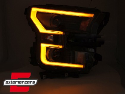 Prednja svjetla TubeLight dizajn (crna) / FORD F150 Mk13 (2014-2017), LPFOB4