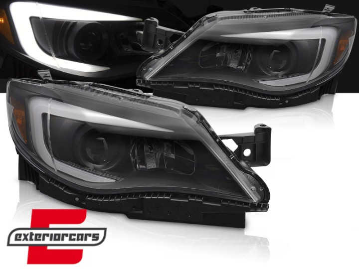 Prednja svjetla TubeLight dizajn (crna) / Subaru WRX (2008-2014), LPSU28