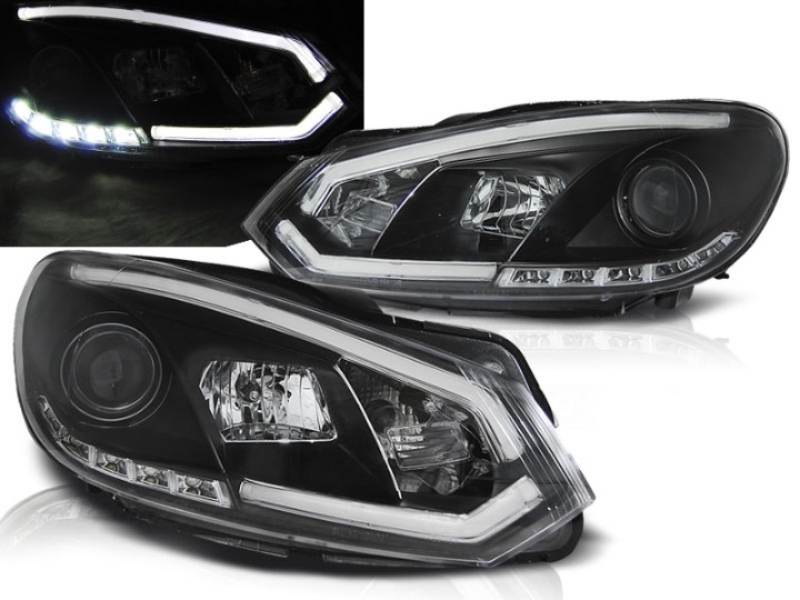 Prednja svjetla TubeLight DRL (crna) / Volkswagen Golf 6 (10.2008-2012), LPVWI5